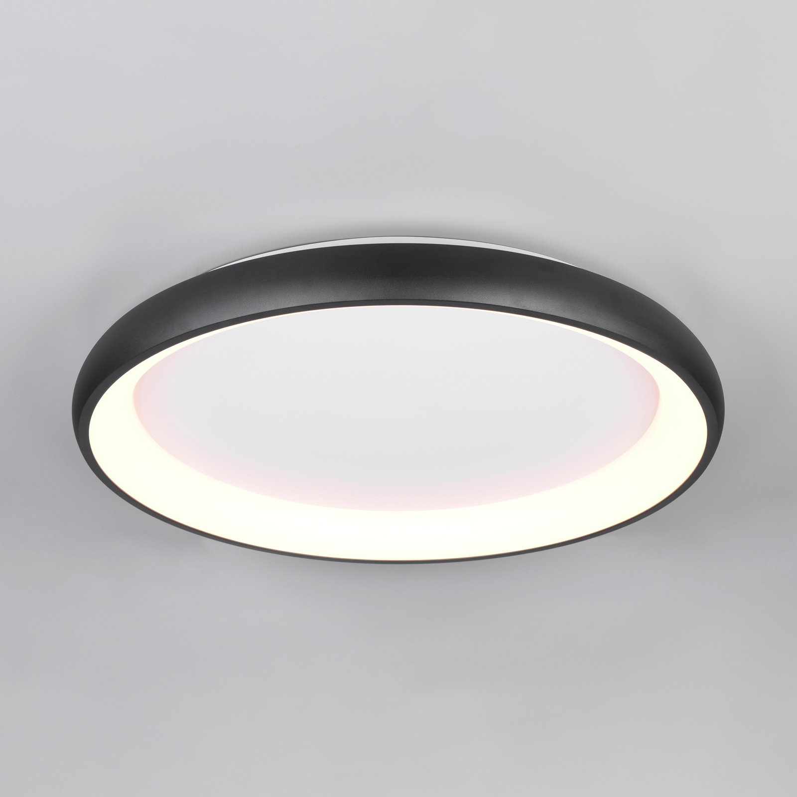 Plafondlamp Cardona, Ø 75 cm, mat zwart, metaal, CCT