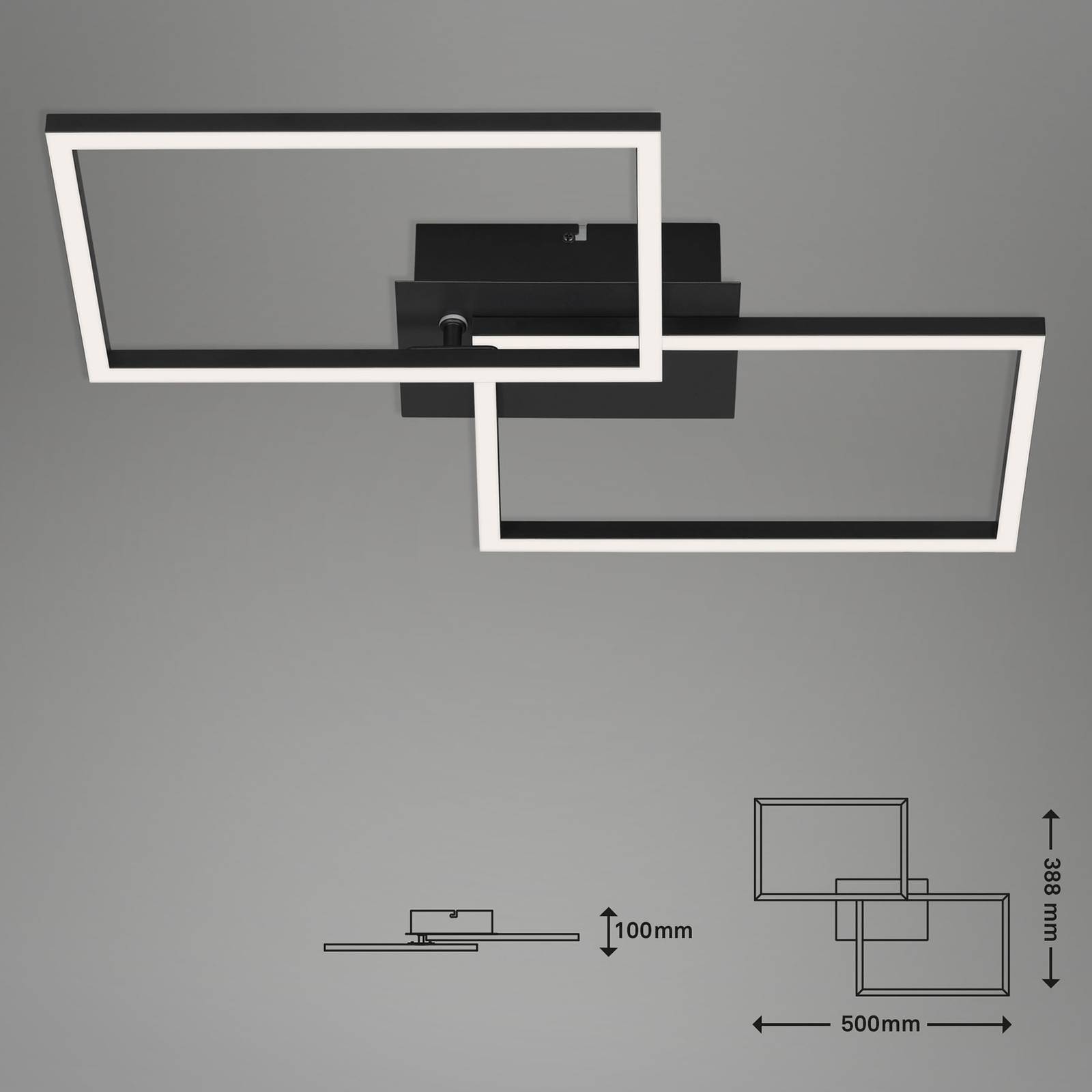 Lampa sufitowa LED Frame CCT, czarna, 50x39cm