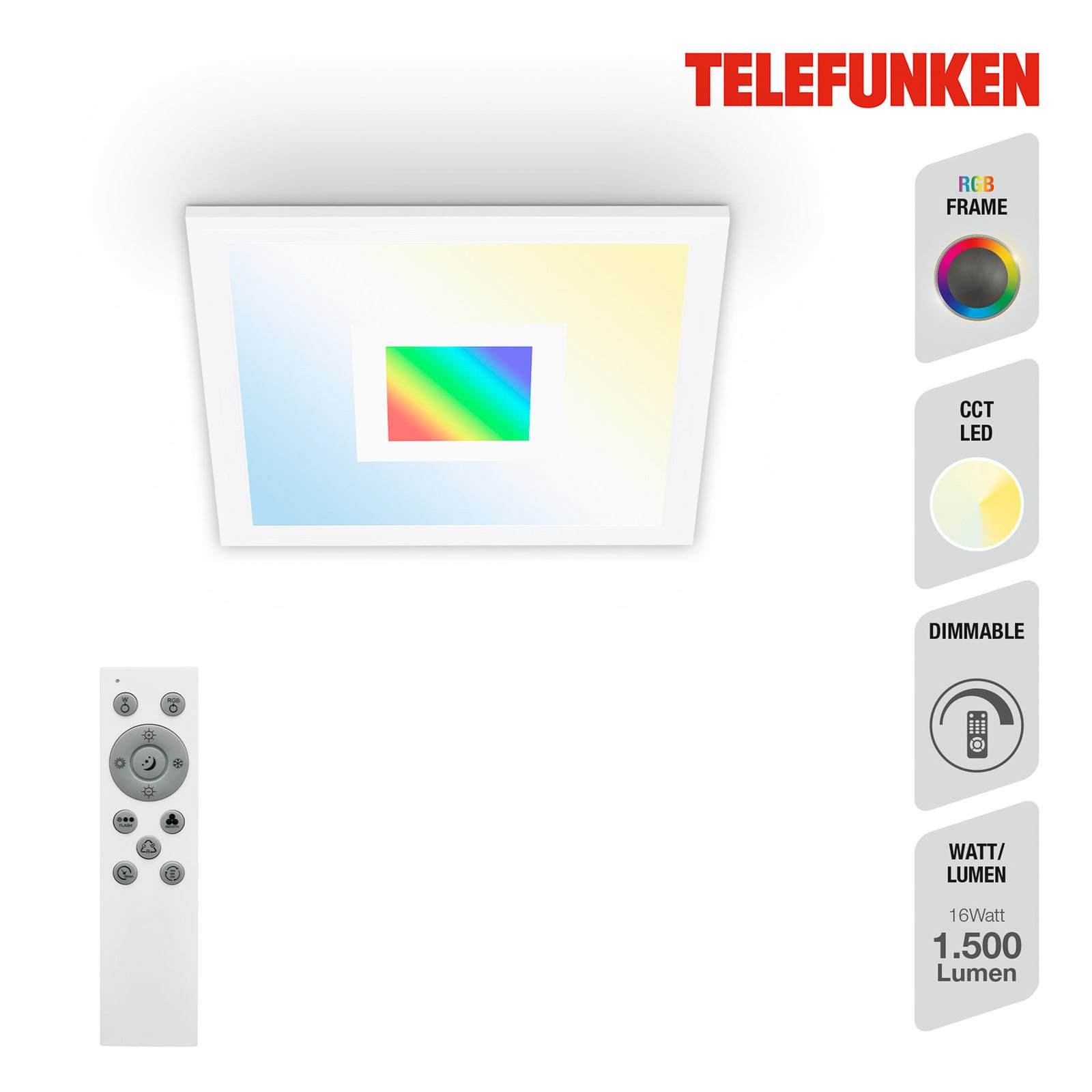 Pannello LED Centerlight bianco telecomando RGB 30x30cm
