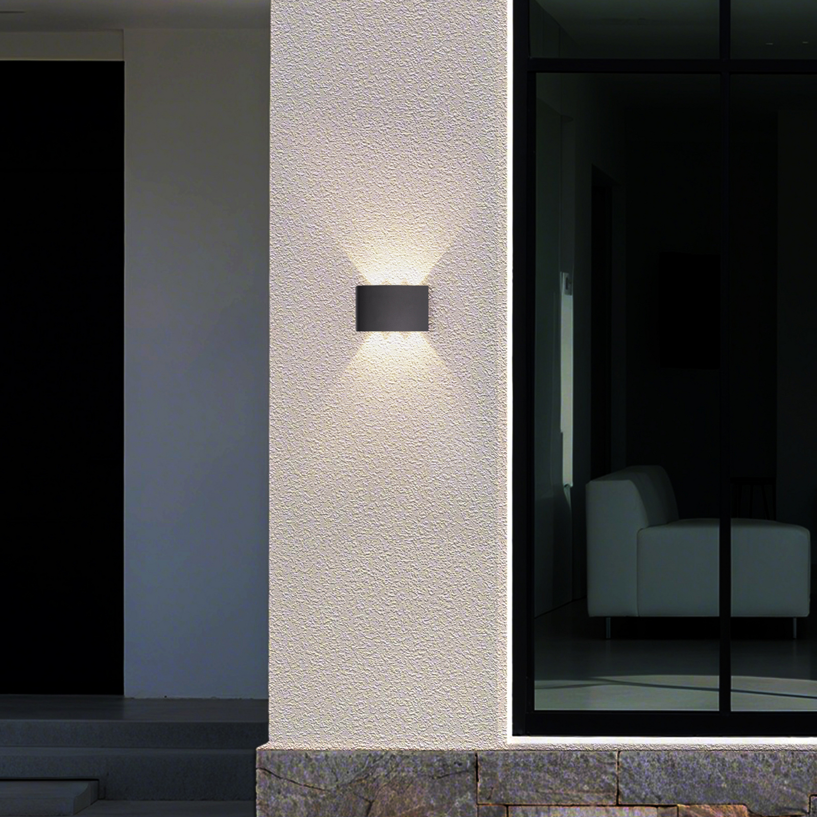 Applique da esterno LED Shadows, larghezza 18 cm, nera, metallo