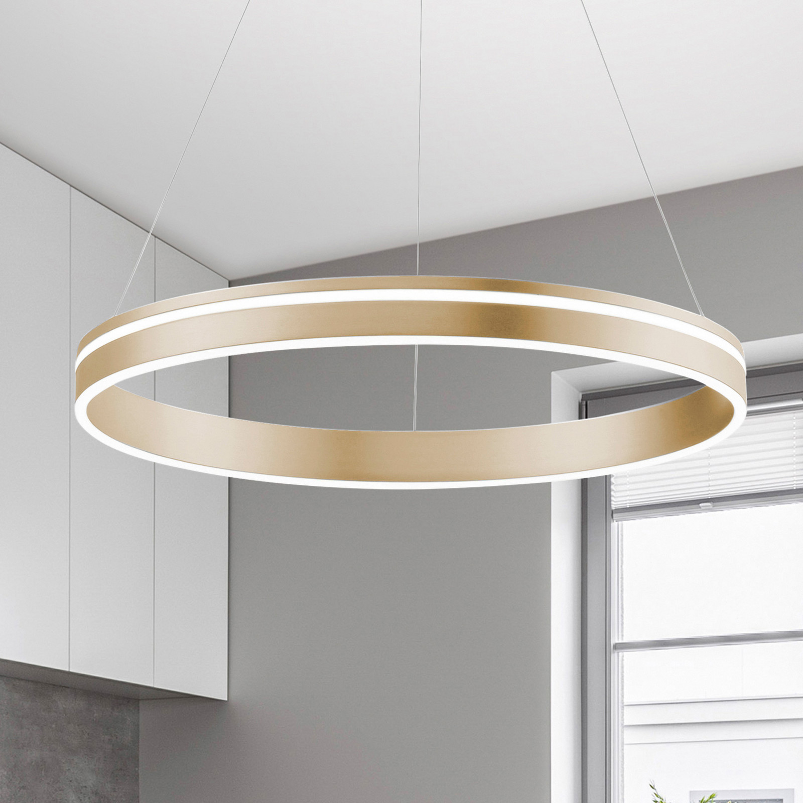 Q-Smart-Home Paul Neuhaus Q-VITO lampă pendul LED 1 inel - Camera de zi / sufragerie - modern - alamă mată alb - Metal