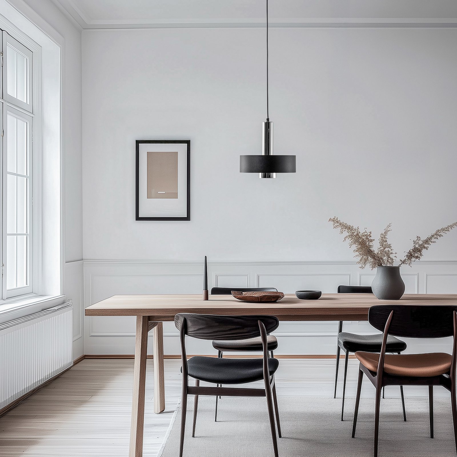 Lampă suspendată Rif Lux, negru/argintiu, Ø 25 cm, oțel Lampă suspendată Rif Lux, negru/argintiu, Ø 25 cm, oțel