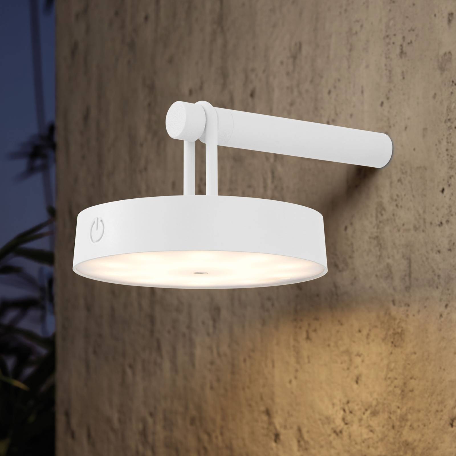 JUST LIGHT. Applique murale LED rechargeable Arma blanc plastique IP44