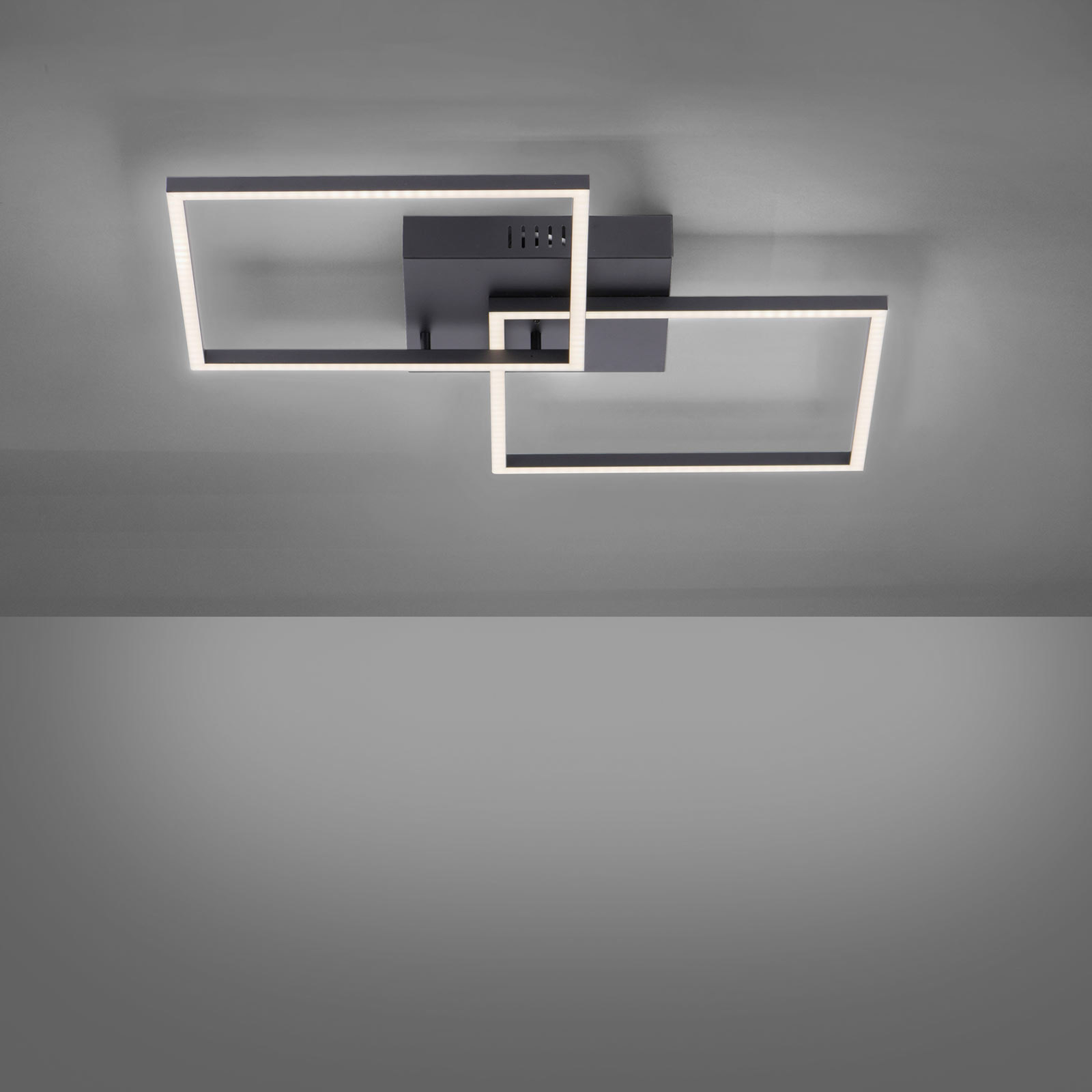 Plafón LED Iven, dim, negro, 53x53cm