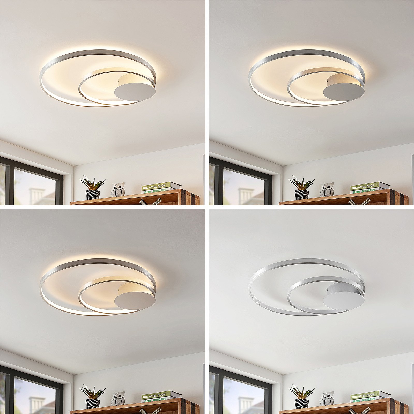 Lindby Nerwin LED plafondlamp, rond, alu/chroom
