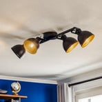 Trial ceiling light, 4-bulb, black/gold