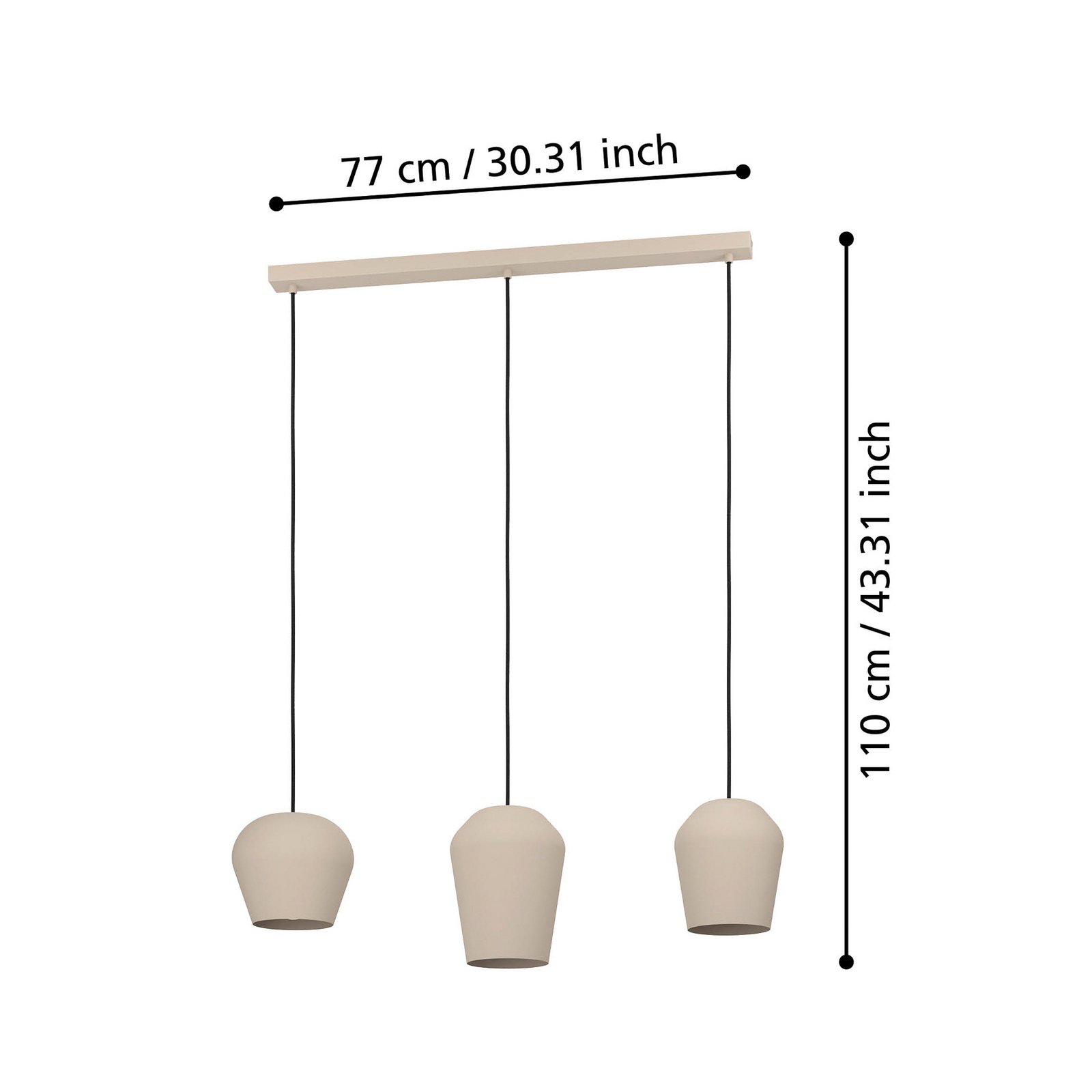 Obesek Cambaito, tri-svetlobni, peščena barva Obesek Cambaito, tri-svetlobni, peščena barva