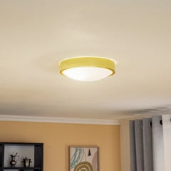 Plafoniera Jaris, vetro bombato, Ø 26 cm, oro