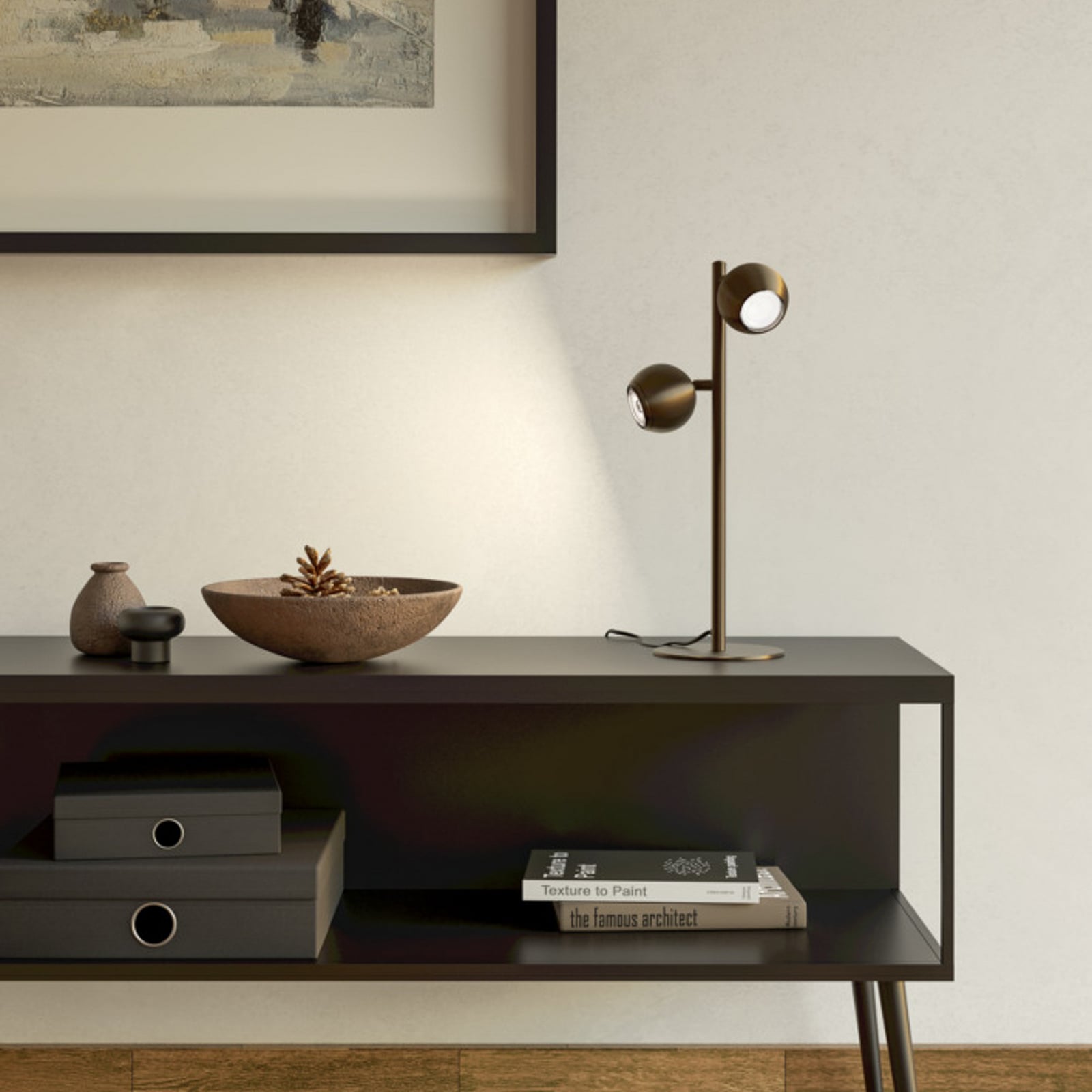 Candeeiro de mesa EGLO BIMEDA 1, cor de bronze, altura 45 cm, 2 lâmpadas. Candeeiro de mesa EGLO BIMEDA 1, cor de bronze, altura 45 cm, 2 lâmpadas.
