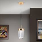 Prism LED hanging light, crystal glass Ø 10cm gold