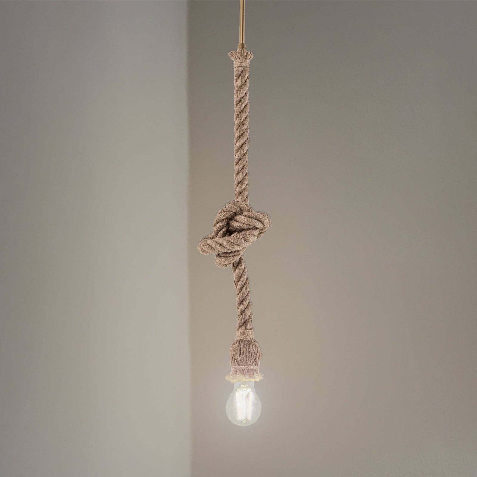 Opviq Lampă suspendată AYD bej cablu înălțime 70 cm E27 realizată manual - Camera de zi / sufragerie - Maritimă - beige - Țesătură / Textil