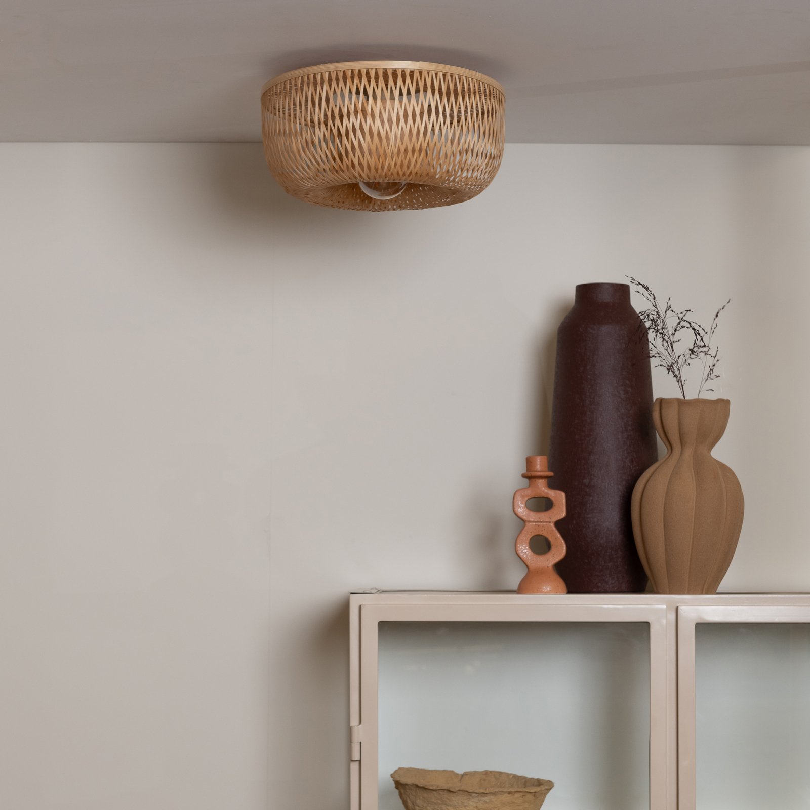 GOOD & MOJO plafondlamp Barbados, naturel, Ø 35 cm, bamboe E27