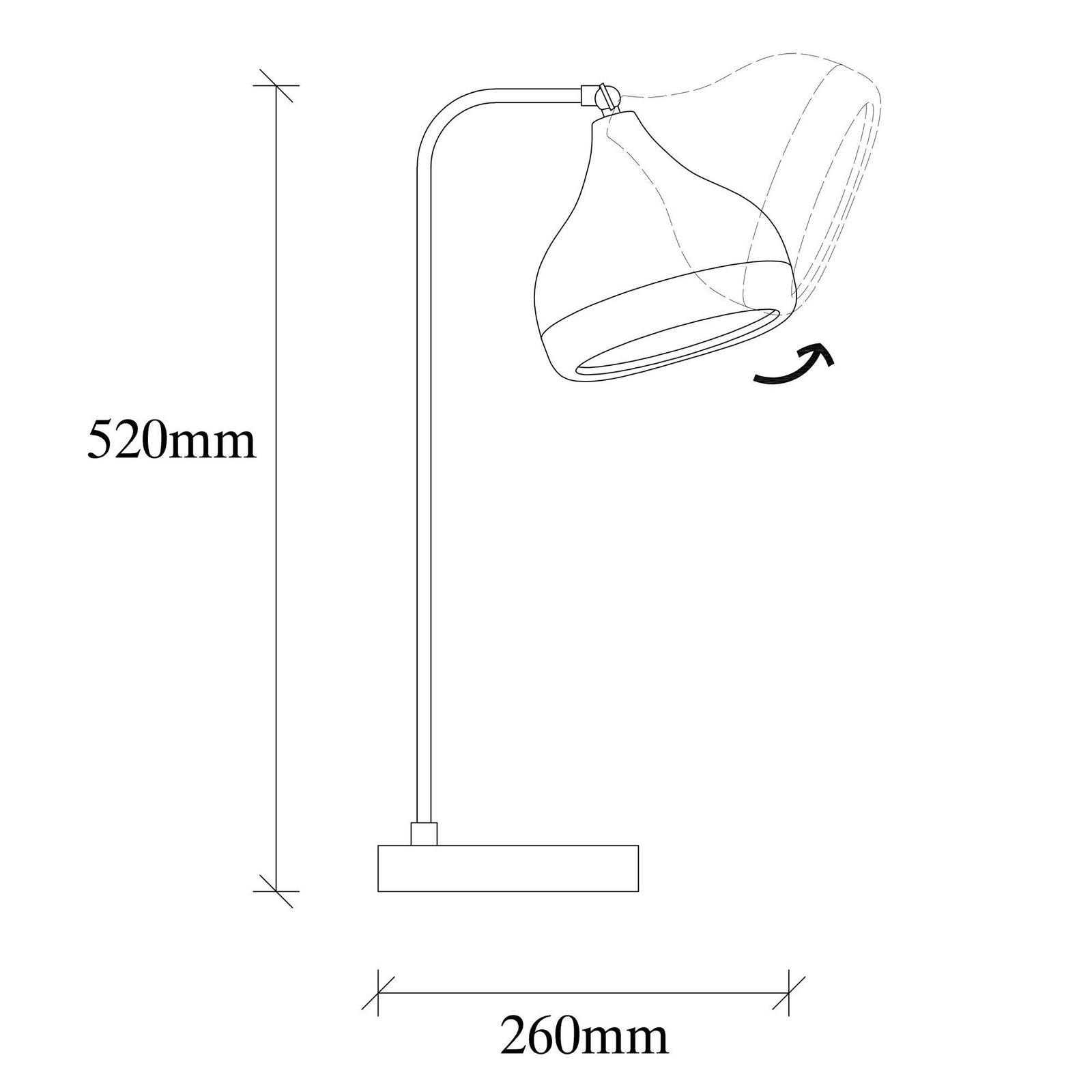 Yildo table lamp, black/copper, metal, height 52 cm