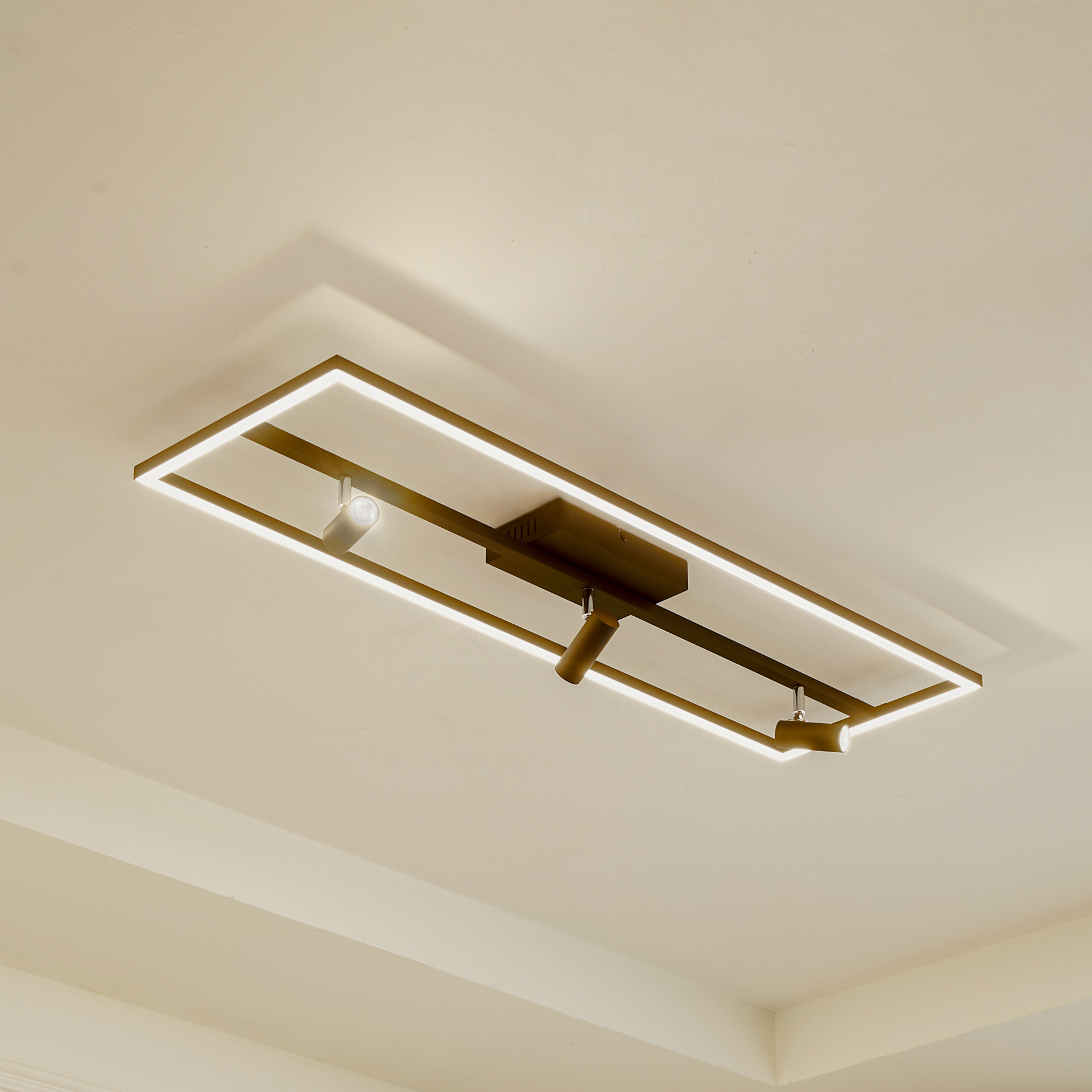 Lucande Candeeiro de teto LED Yvor, 99,5 cm, preto, giratório