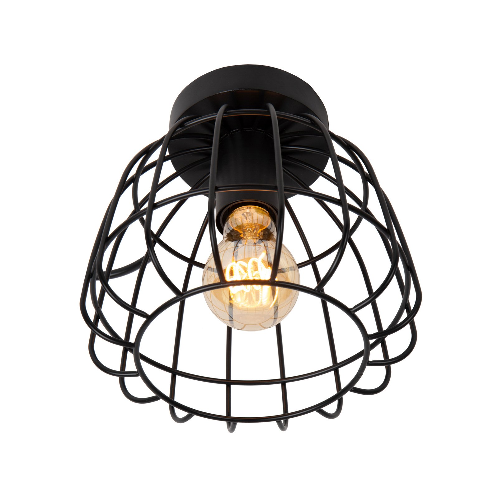 Lampa sufitowa Filox z klatkowym kloszem, czarna
