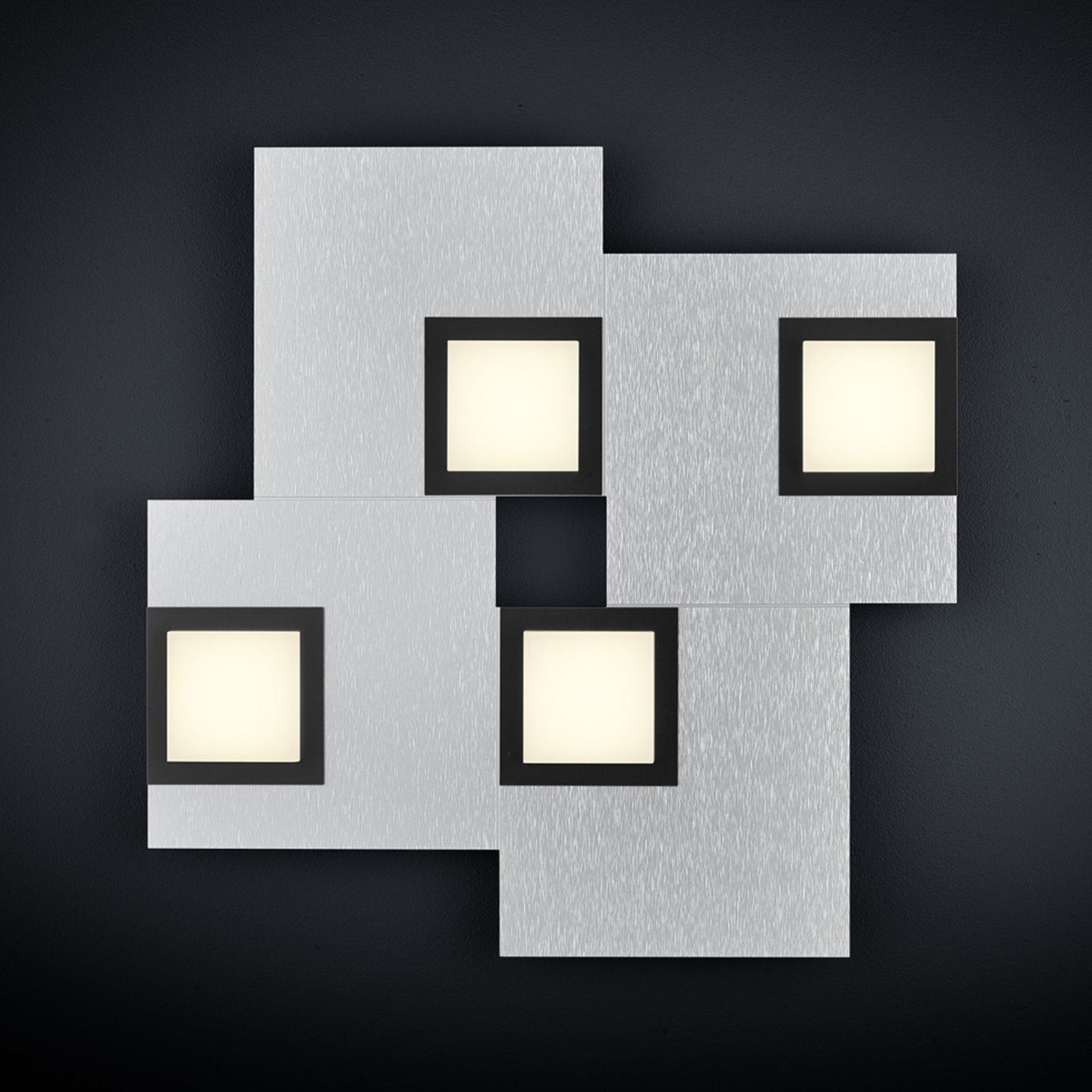 BANKAMP New Quadro LED-Deckenleuchte vierflammig