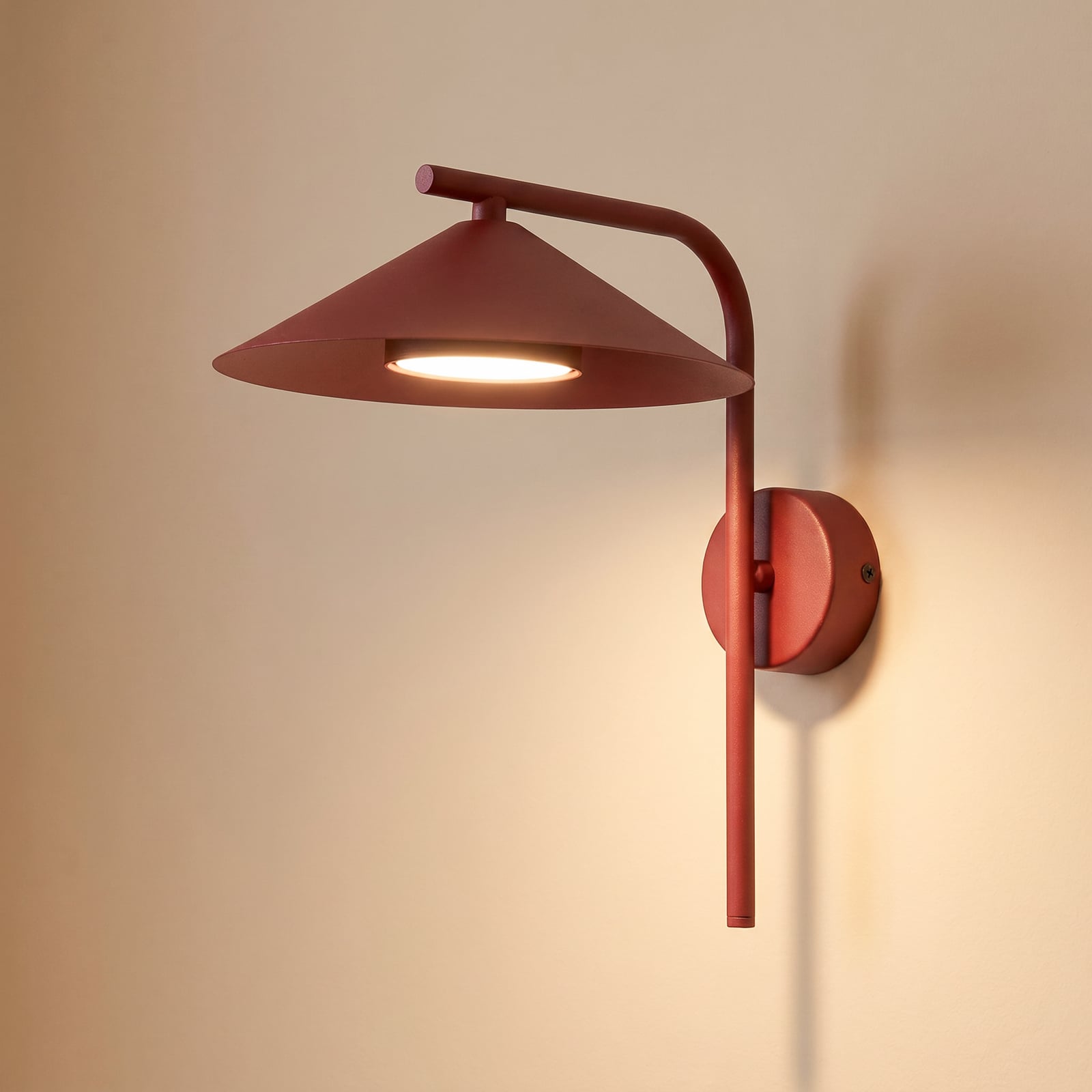 Sieninis šviestuvas „Lume S“, bordo spalvos, metalinis, 31 cm aukščio, GX53