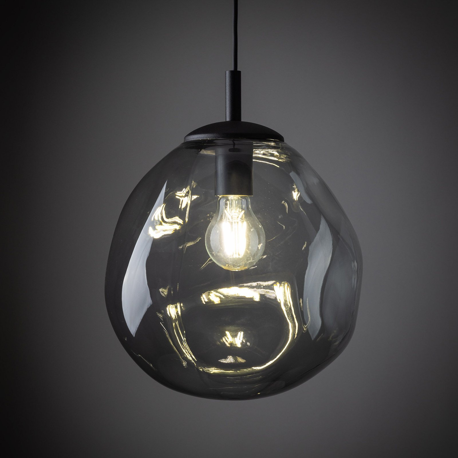 Sol Mini pendant light, glass, Ø 25 cm, black/graphite grey