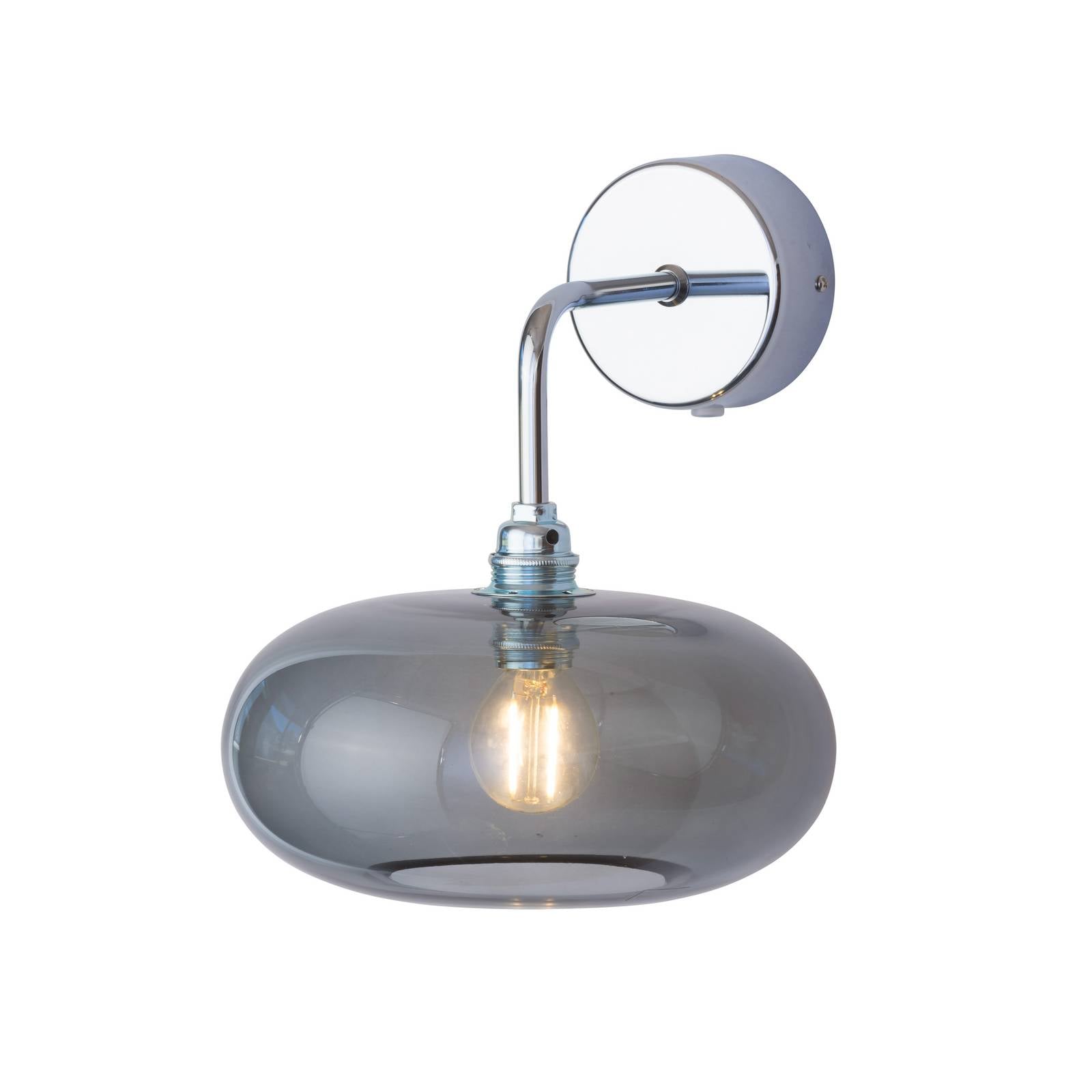 Applique murale EBB & FLOW Horizon, gris fumé, verre, Ø 21 cm