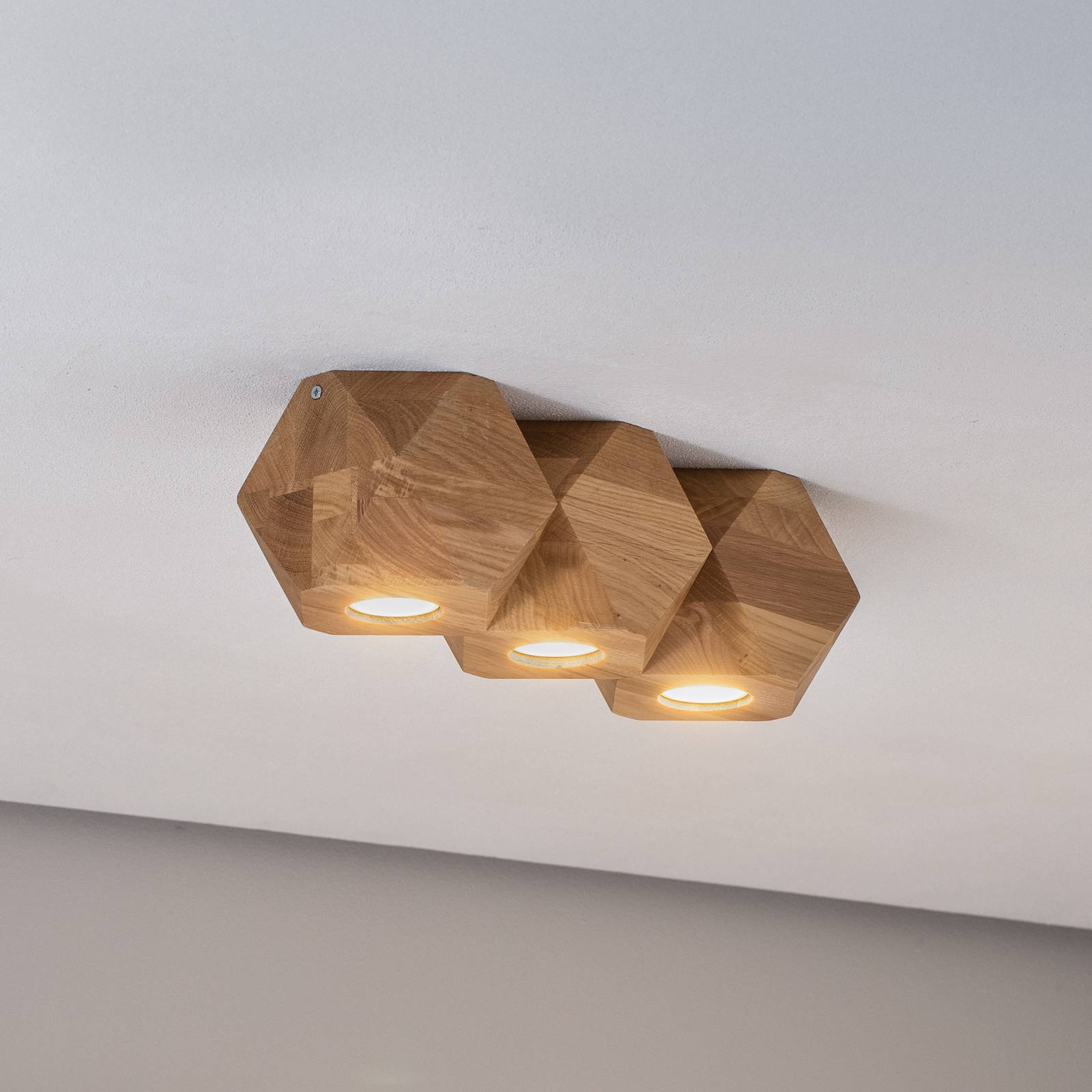 Envostar Peach Puff Deckenlampe Polyeder Holz 3flg günstig online kaufen