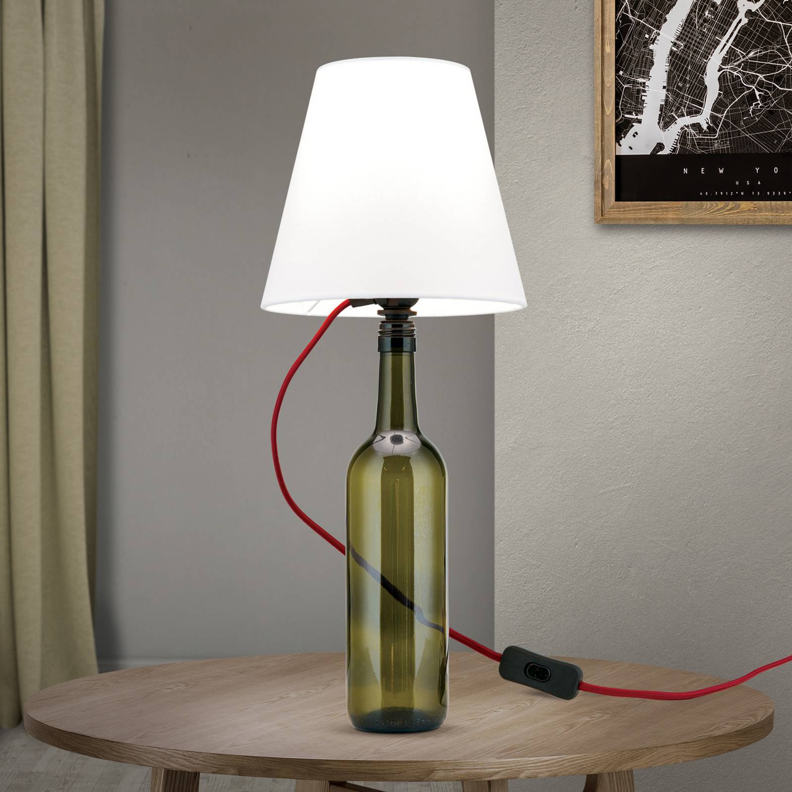 Orion E27 objímka žárovky BOTTLE, kabel tmavě červený, délka 200 cm