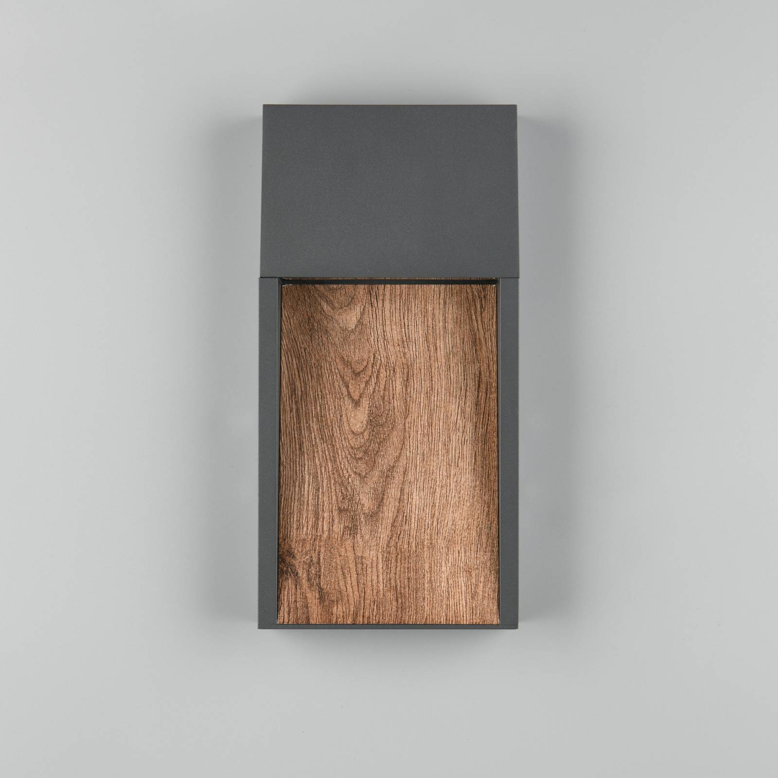 LED-Außenwandlampe SALMON, Holzoptik, Metall Höhe 33 cm IP44 günstig online kaufen