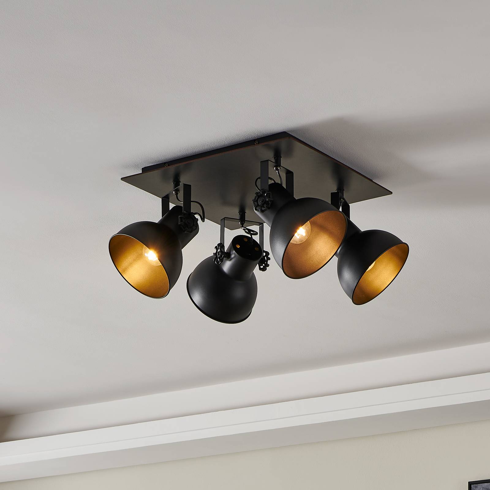 EGLO Stropní bodové světlo Barnstaple, černá, 4 zdroje