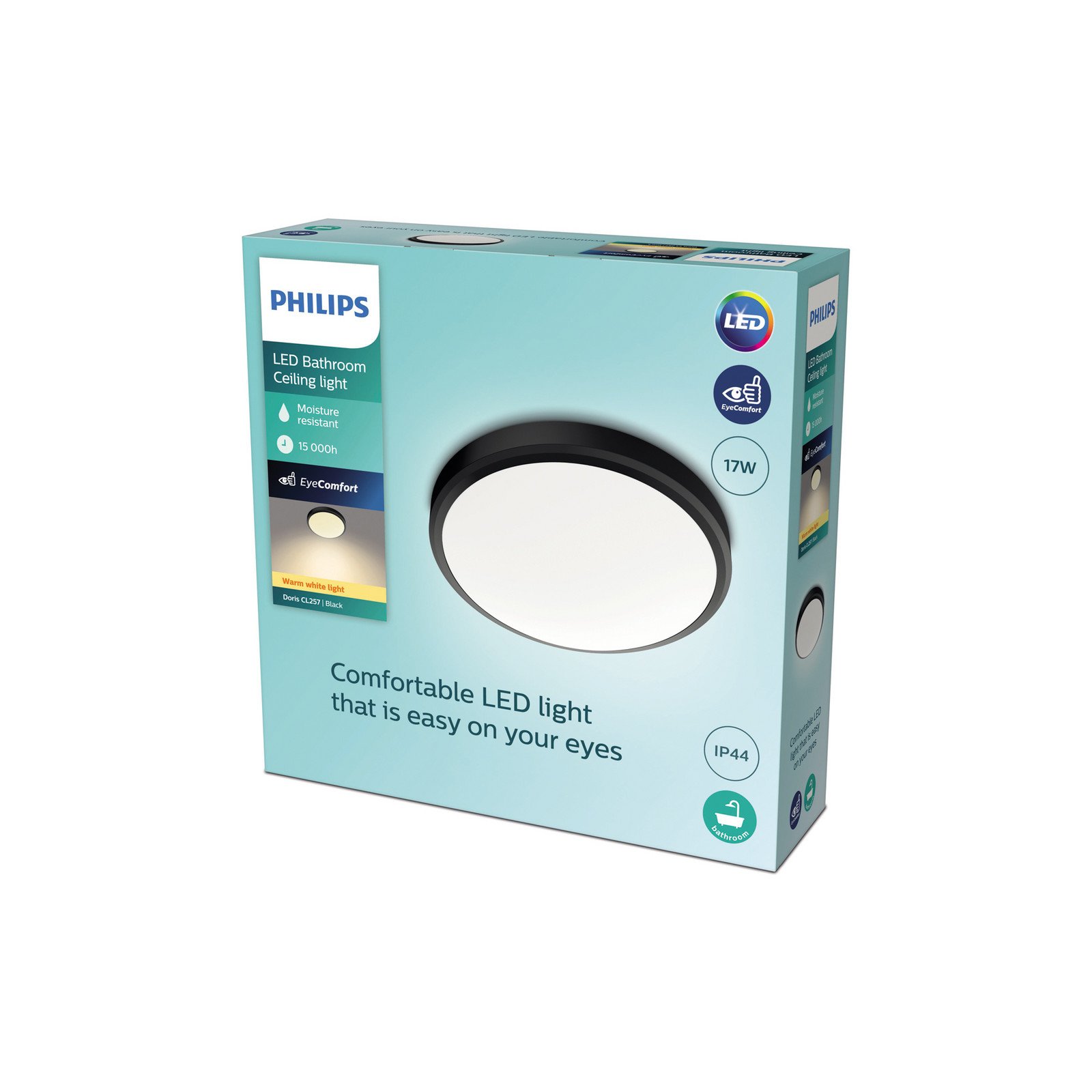 Plafonieră cu LED Philips Doris 2700K negru Ø35 cm - Camera de zi / sufragerie - Metal