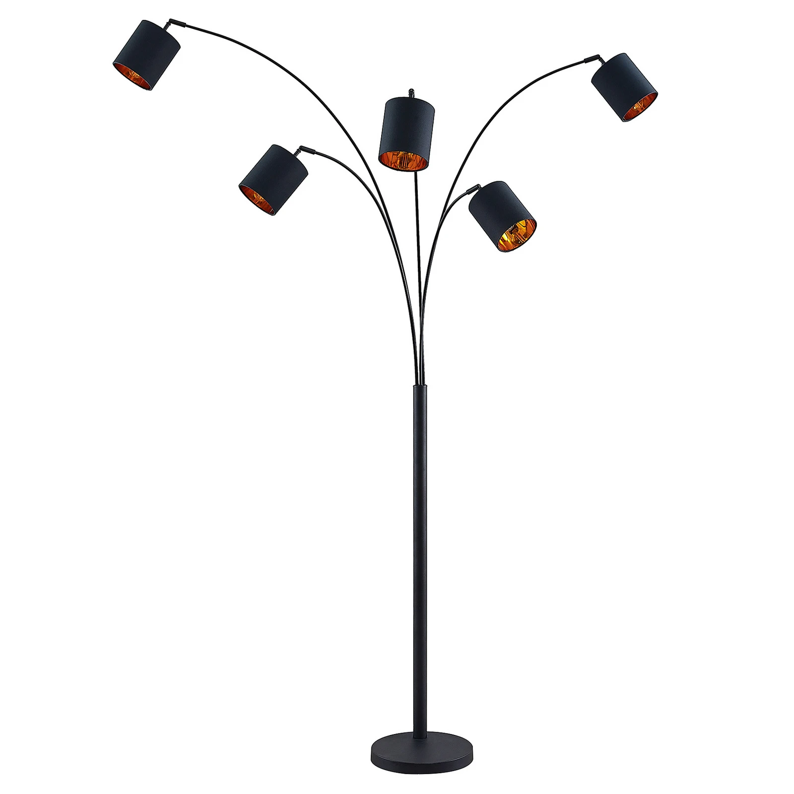 Lindby lampadar Abiram, negru/galben, textil, 70cm