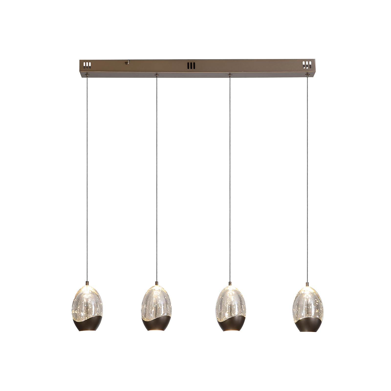 LED-Pendellampe Seeds, cremefarben, Länge 75 cm, Glas 4-flg.