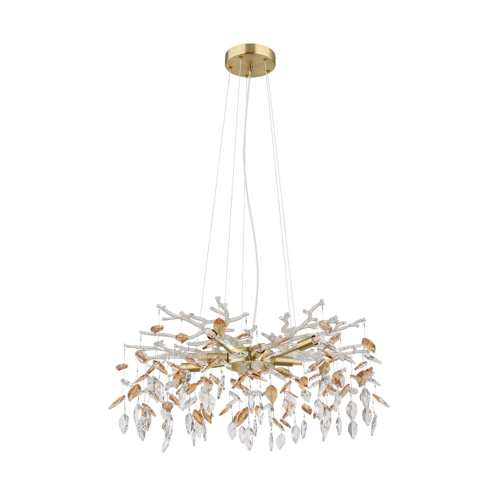 Kronleuchter Danna, goldfarben/amberfarben/klar, Ø 61 cm