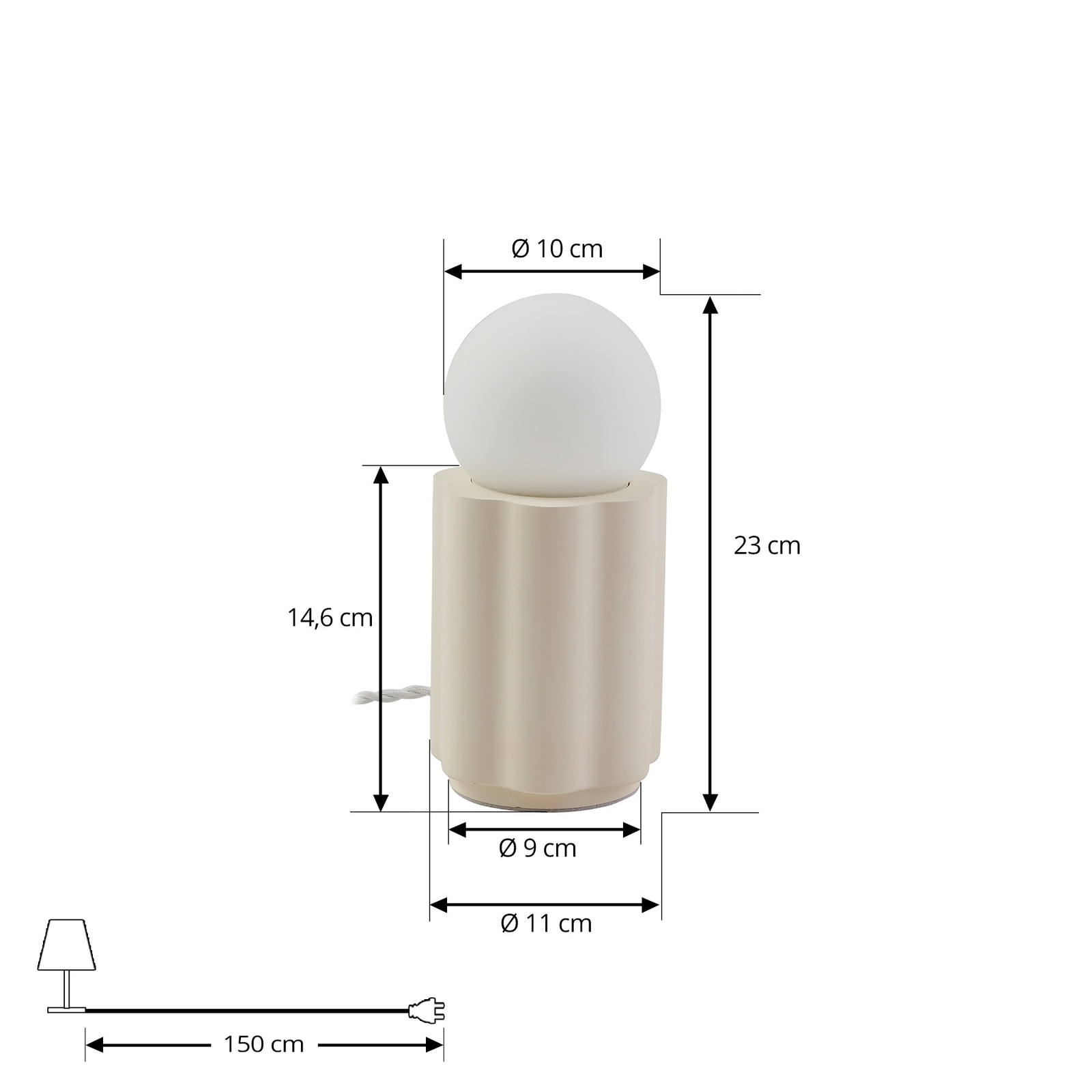 Nielson stolová lampa  výška tienidlo na lampu 8,5 cm béžová sadra - Lindby
