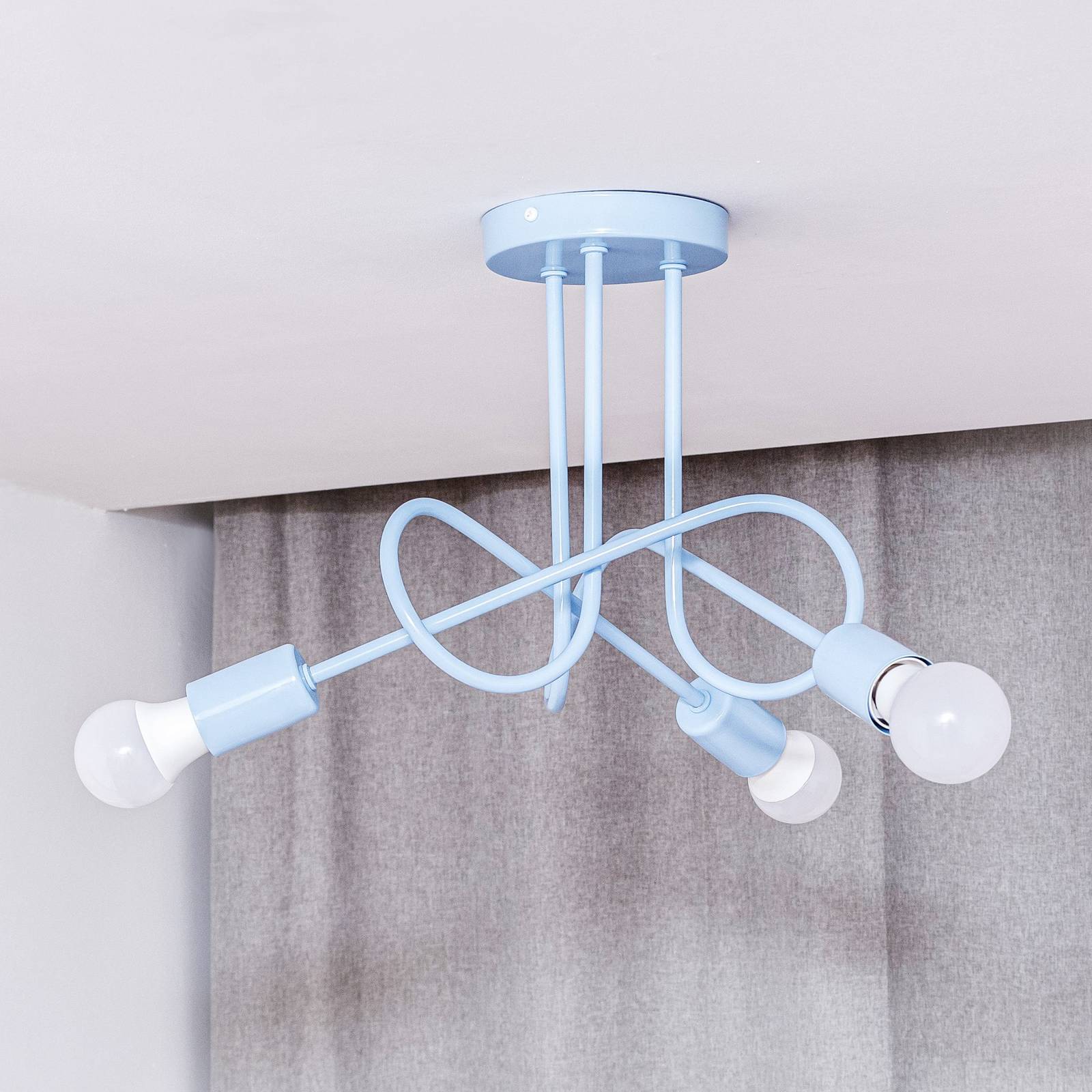 Lampa sufitowa Oxford, Ø 44 cm, jasnoniebieska, metalowa, 3-punktowa