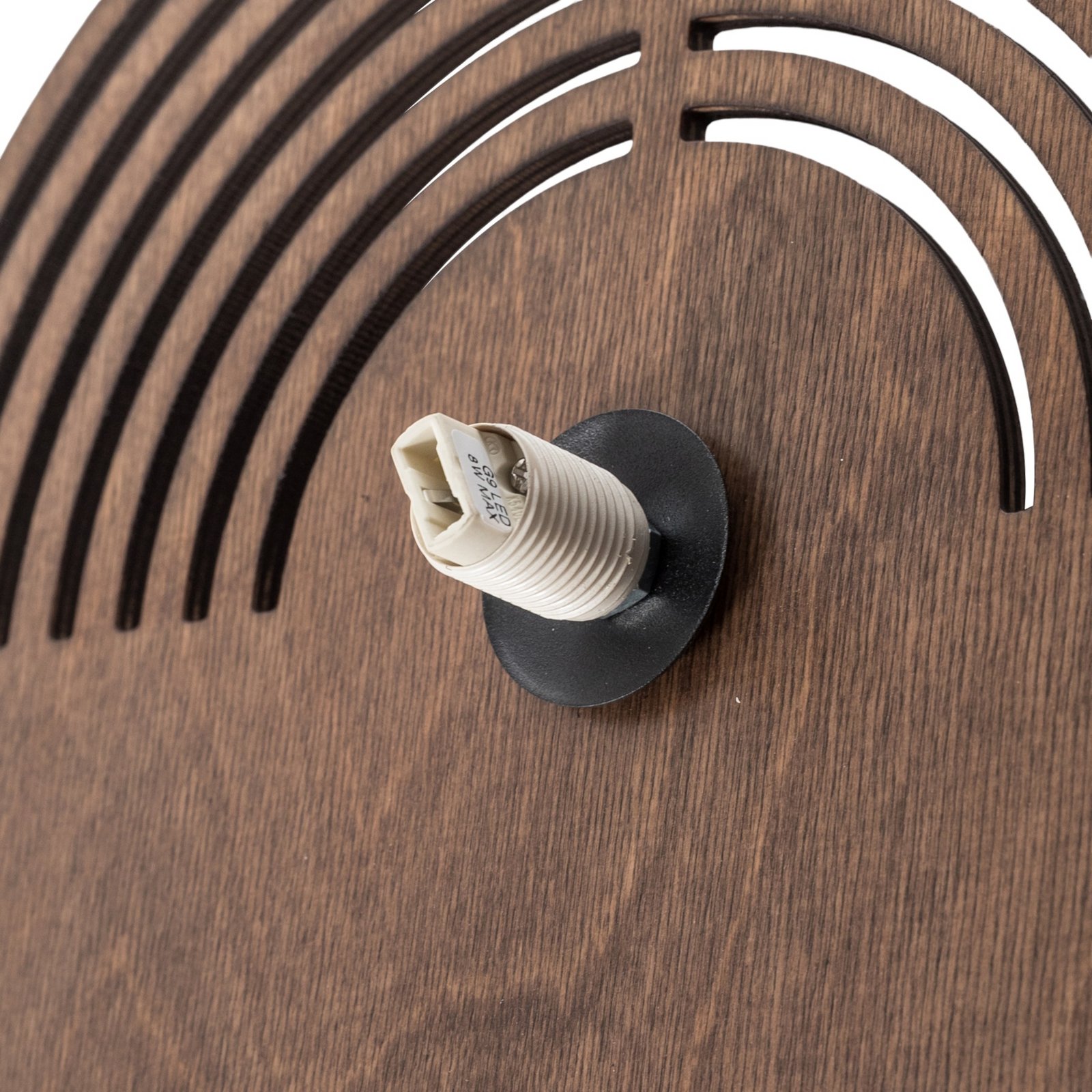 Wandleuchte Lunar, weiß/holzfarben, Ø 30 cm, G9