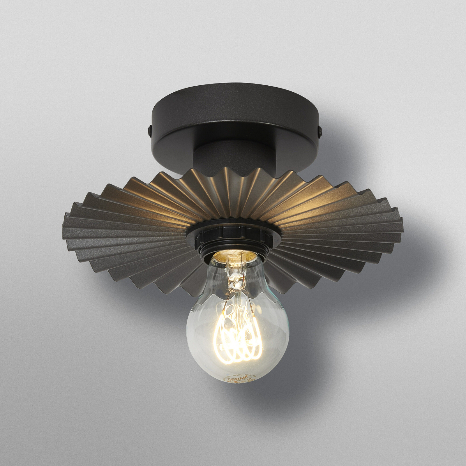 Plafonnier OSRAM Decor Plissee, gris, acier, E27