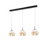 Deva LED pendant light, 3-bulb, 115 cm, amber, CCT, dimmable