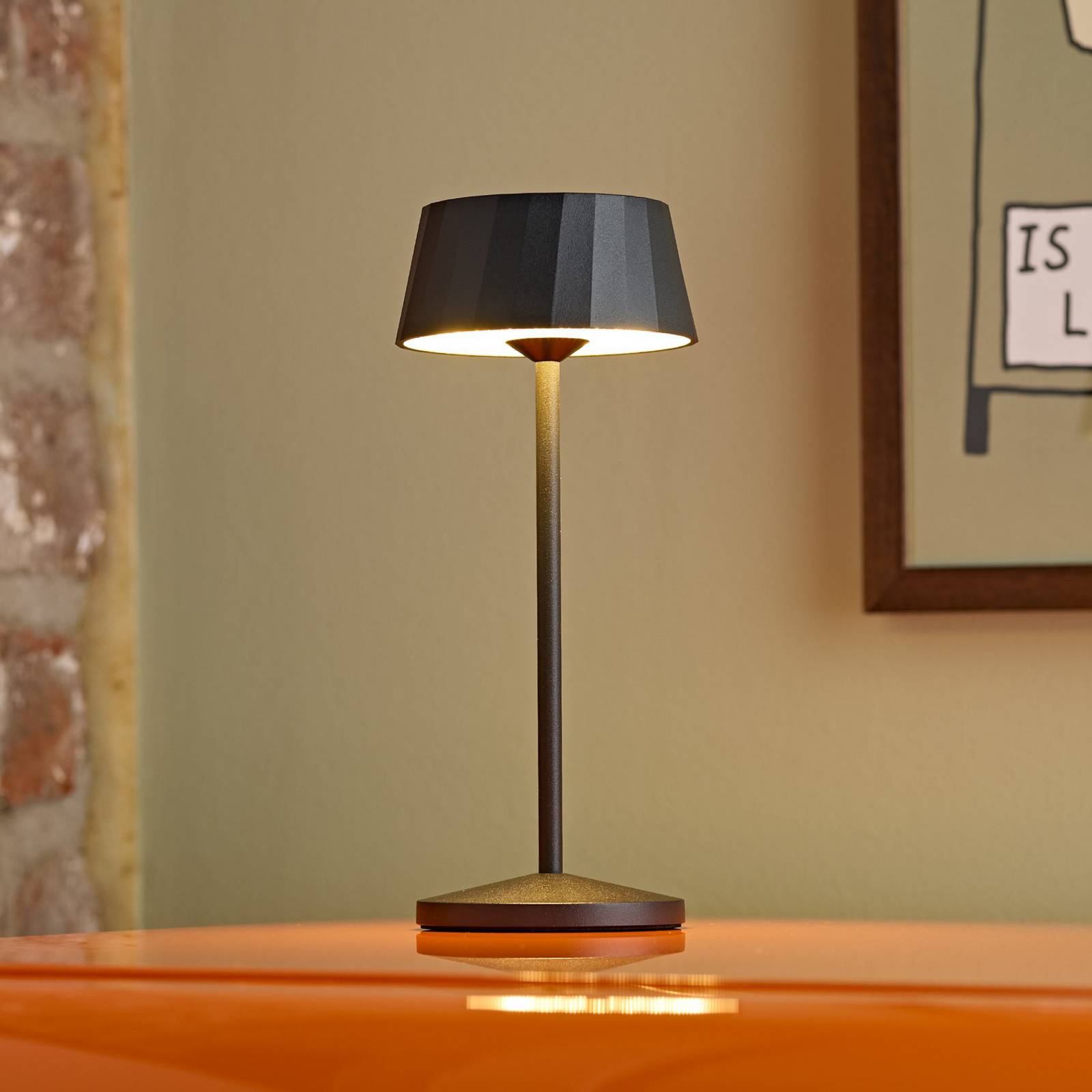 LED-Akku-Tischlampe Facetta, 3er-Set, schwarz, 22 cm, IP44 günstig online kaufen