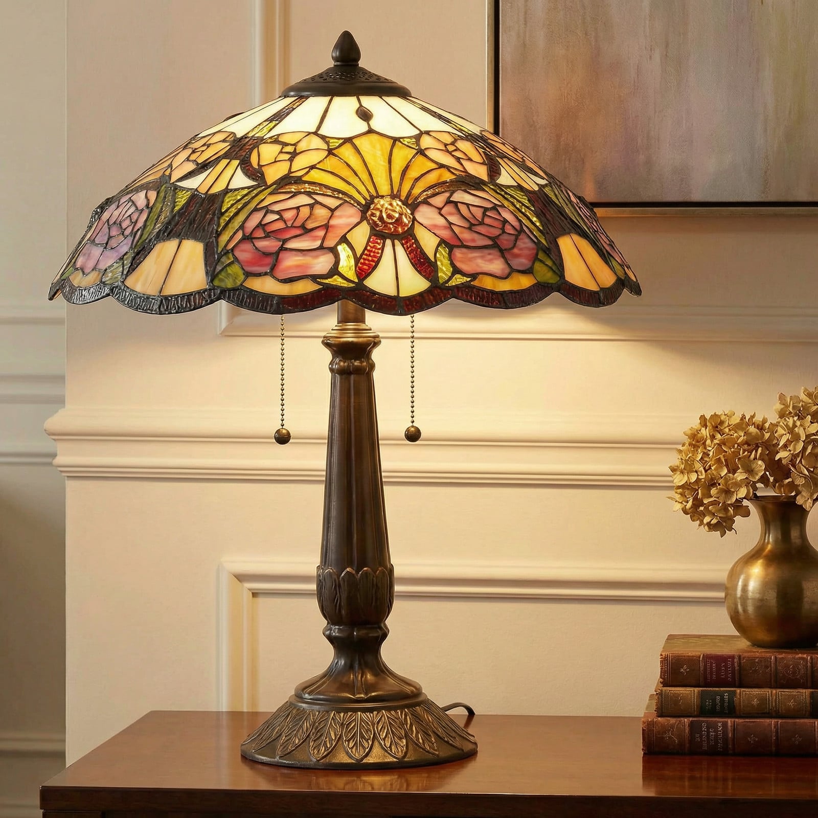 Lampă de masă florală Rose stil Tiffany