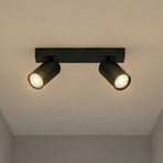 Spot pour plafond OSRAM OCTAGON noir à 2 lampes GU10-LED 927 à intensité