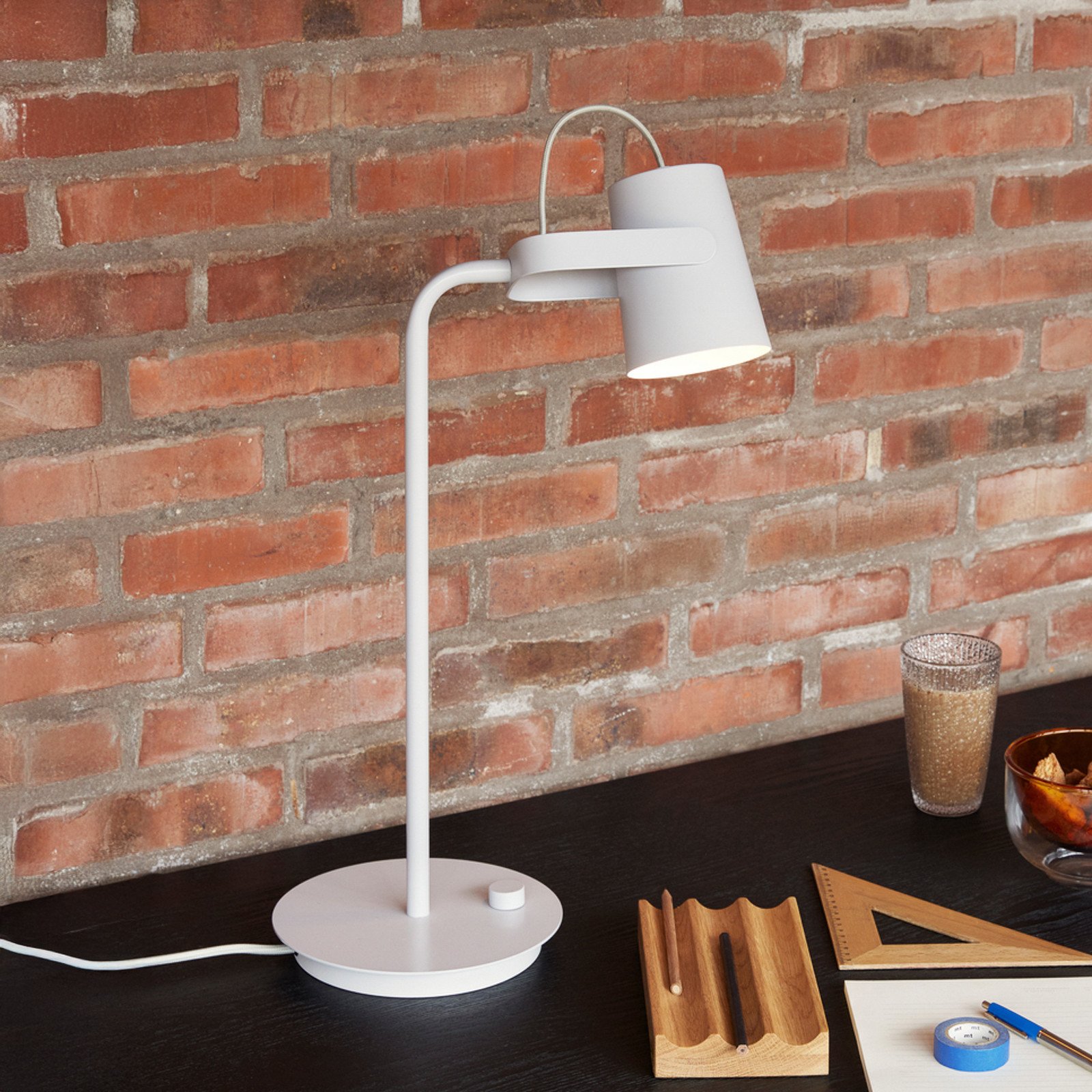 Hübsch Ardent lampă de masă gri deschis fier E14 înălțime 54 cm - Studiu / Birou - Metal