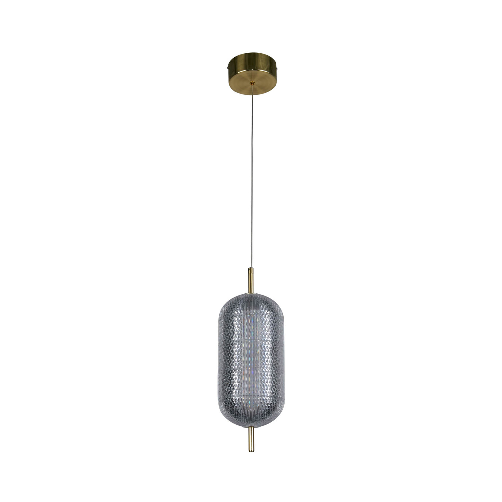 Candeeiro suspenso LED Capsule, cor de latão, ferro, acrílico