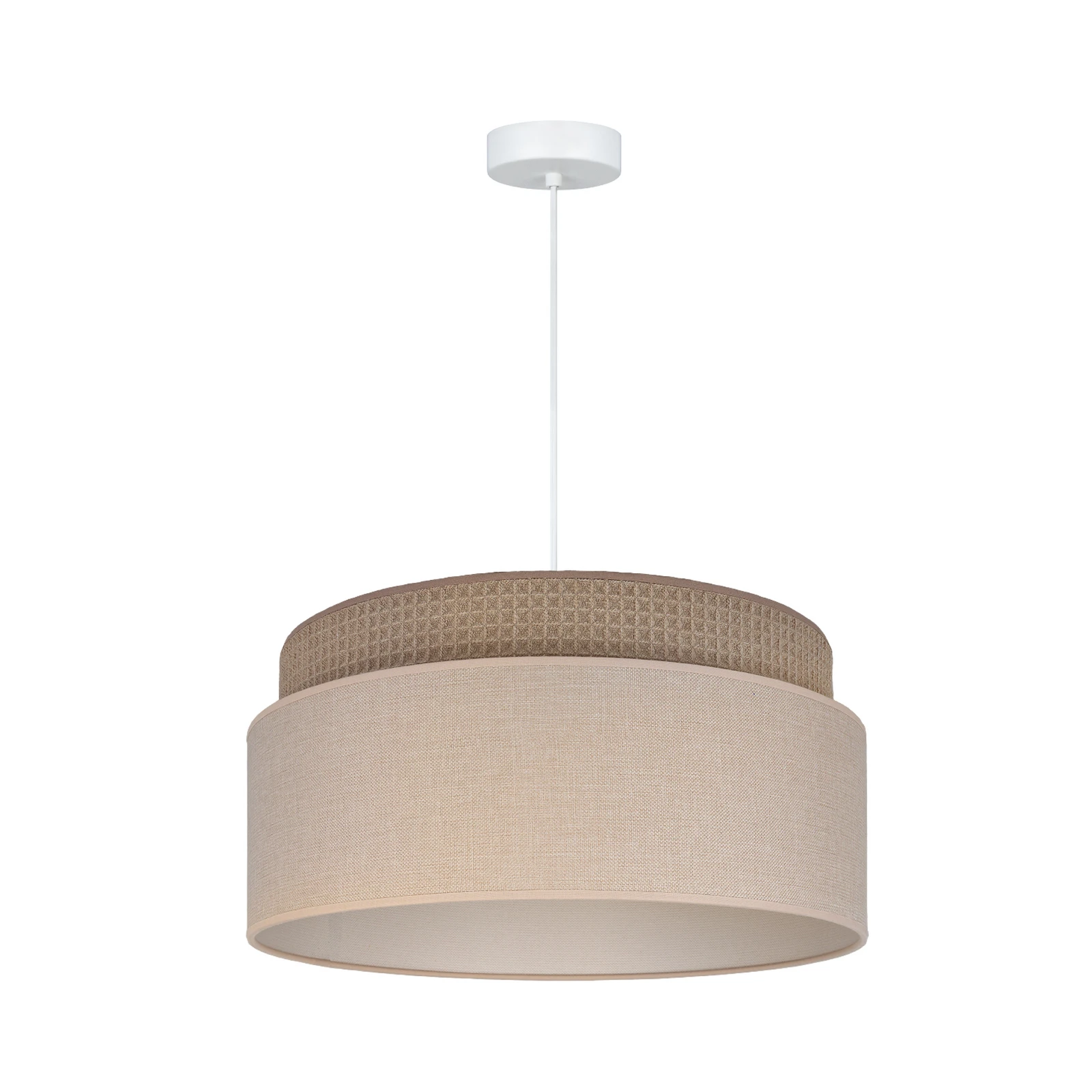 Lámpara colgante Milano, marrón café/beige, Ø 45 cm, tejido, E27