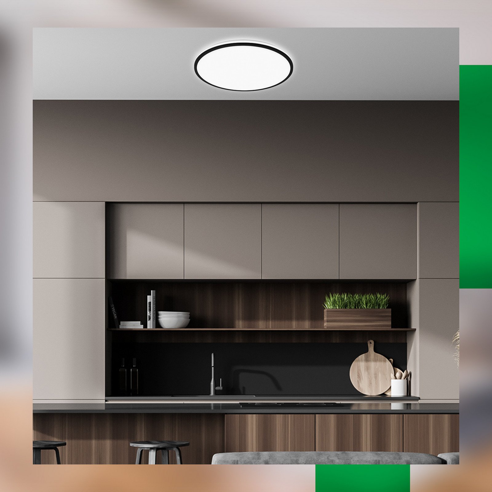 Briloner Pulap A Plafonieră LED negru Ø 33 cm plastic - Bucătărie - modern