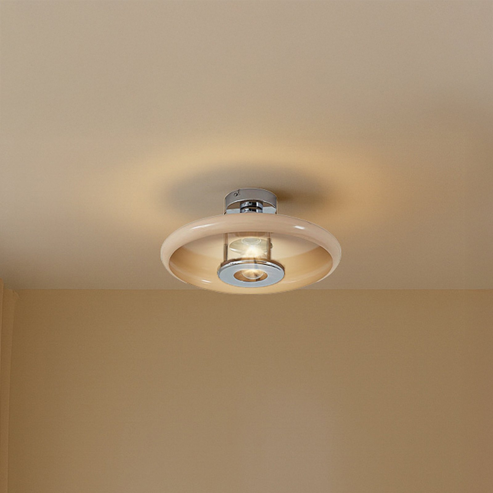 Lindby Branford ceiling light, retro, Ø 35 cm, beige, metal