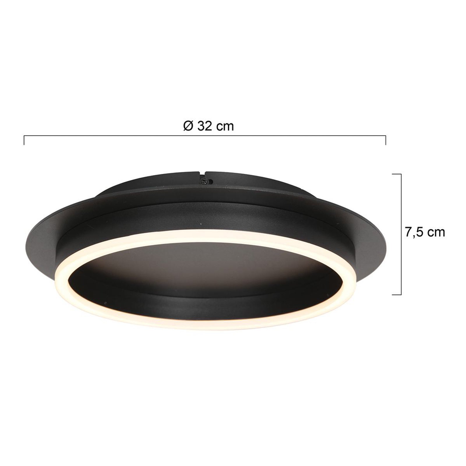 Stropné svietidlo Ringlux LED, čierne, Ø 32 cm, kov