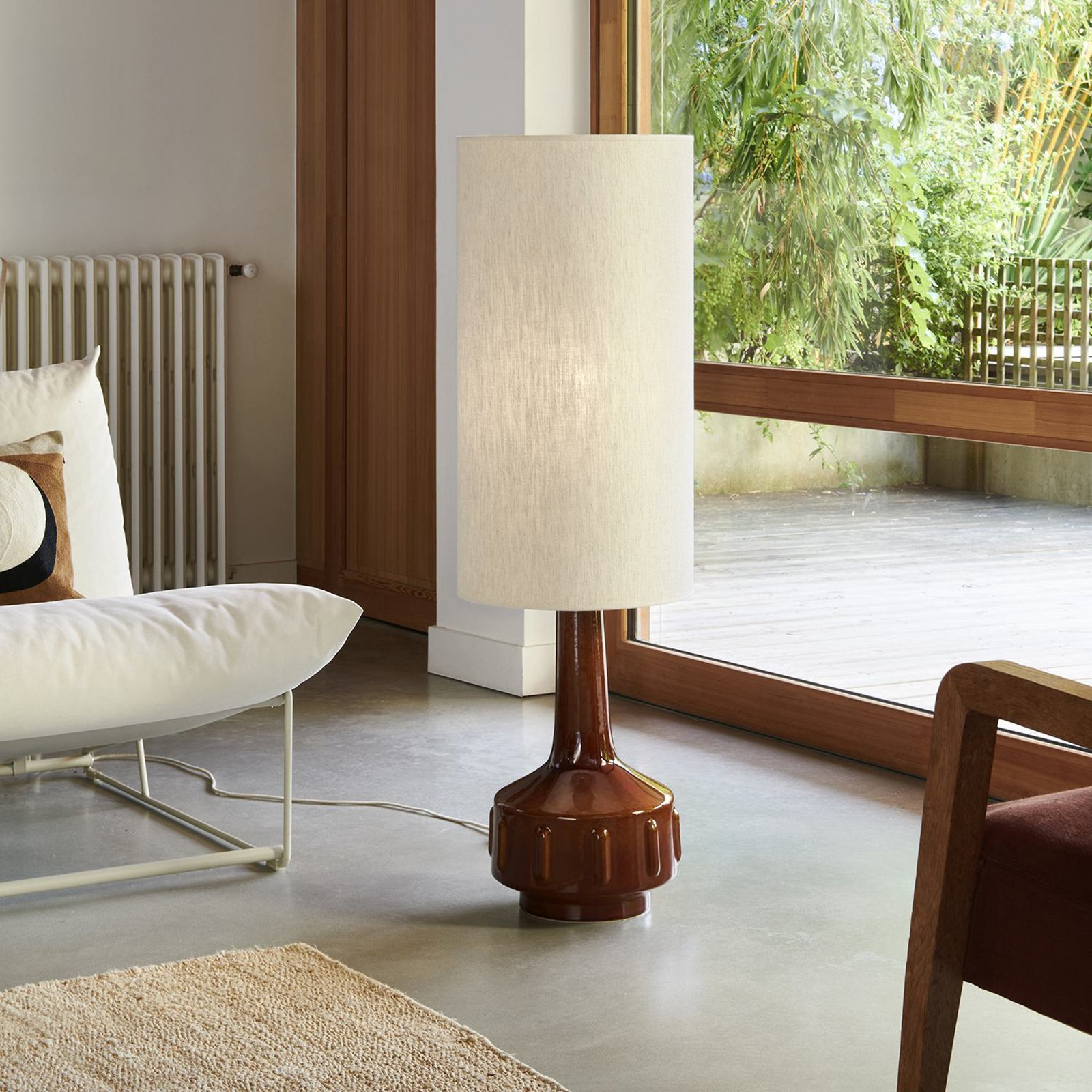 MARKET SET Stojacia lampa Jimmy, výška 121 cm, keramika/textil