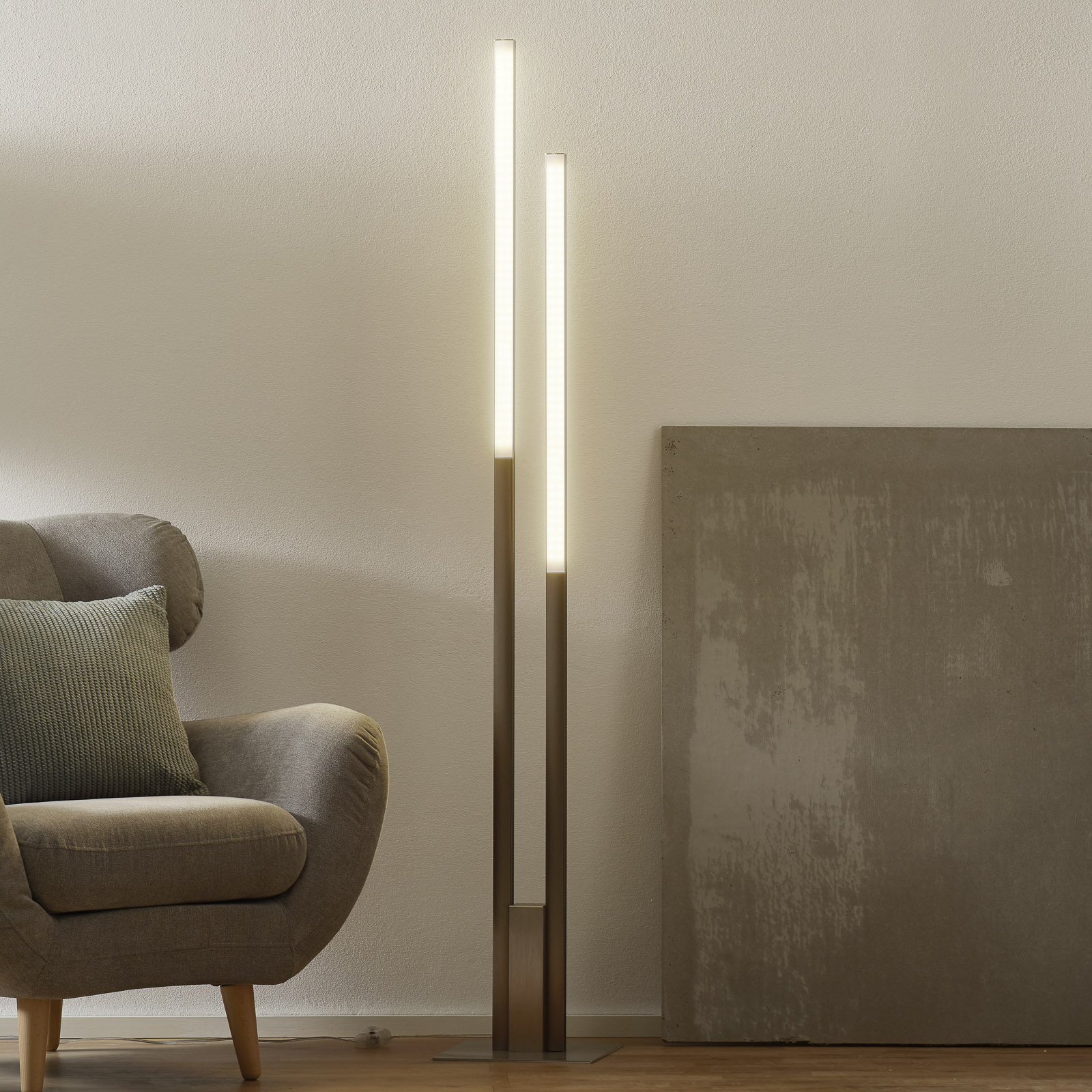 EGLO CONNECT connect Fraioli-C LED floor lamp, for Living / Dining Room, aluminium, plastic, 17 W, energy efficiency: A++, H: 175.5 cm