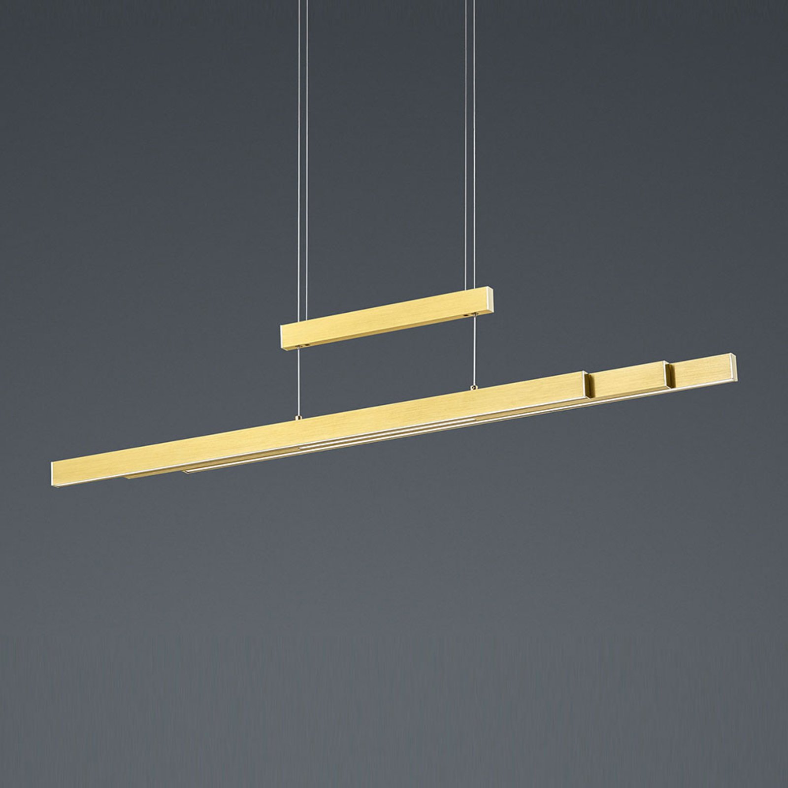 Trio Lighting Trajan LED pendant lamp, 2,700-5,000 K matt brass, for Living / Dining Room, metal, energy efficiency: A, L: 150 cm, W: 6 cm