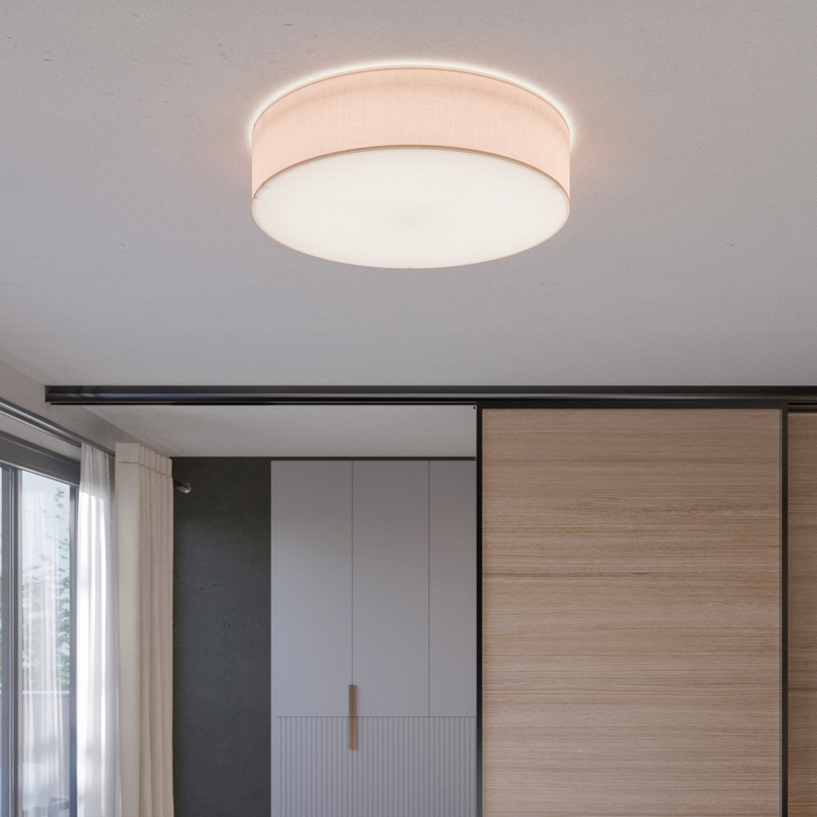 TK Lighting Plafonieră Rondo bej Ø 60 cm - dormitor - modern - Țesătură / Textil