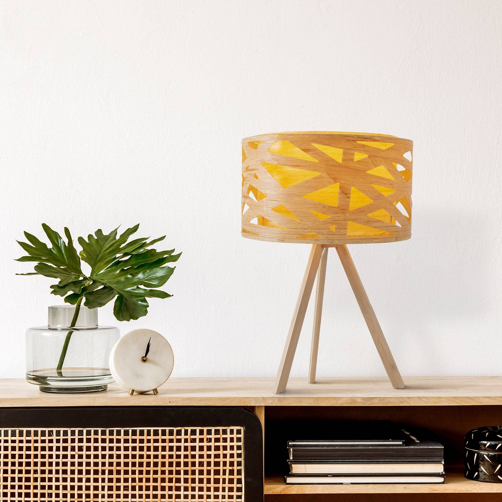 Asztali lámpa Finja háromlábú állvány bambuszból
